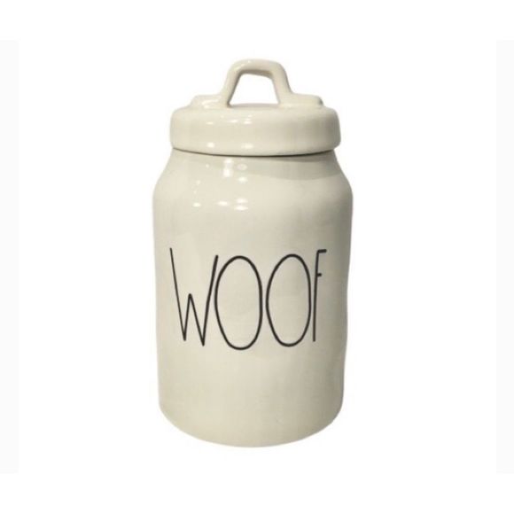 Rae Dunn WOOF Dog Treat Jar Canister
